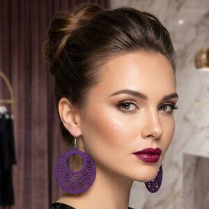 Purple Breeze Carved Hoops